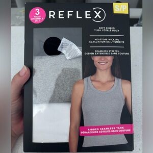 Reflex pack of 3 Ribbed  Seamless Stretch Tanks - White, Gray, Black - small